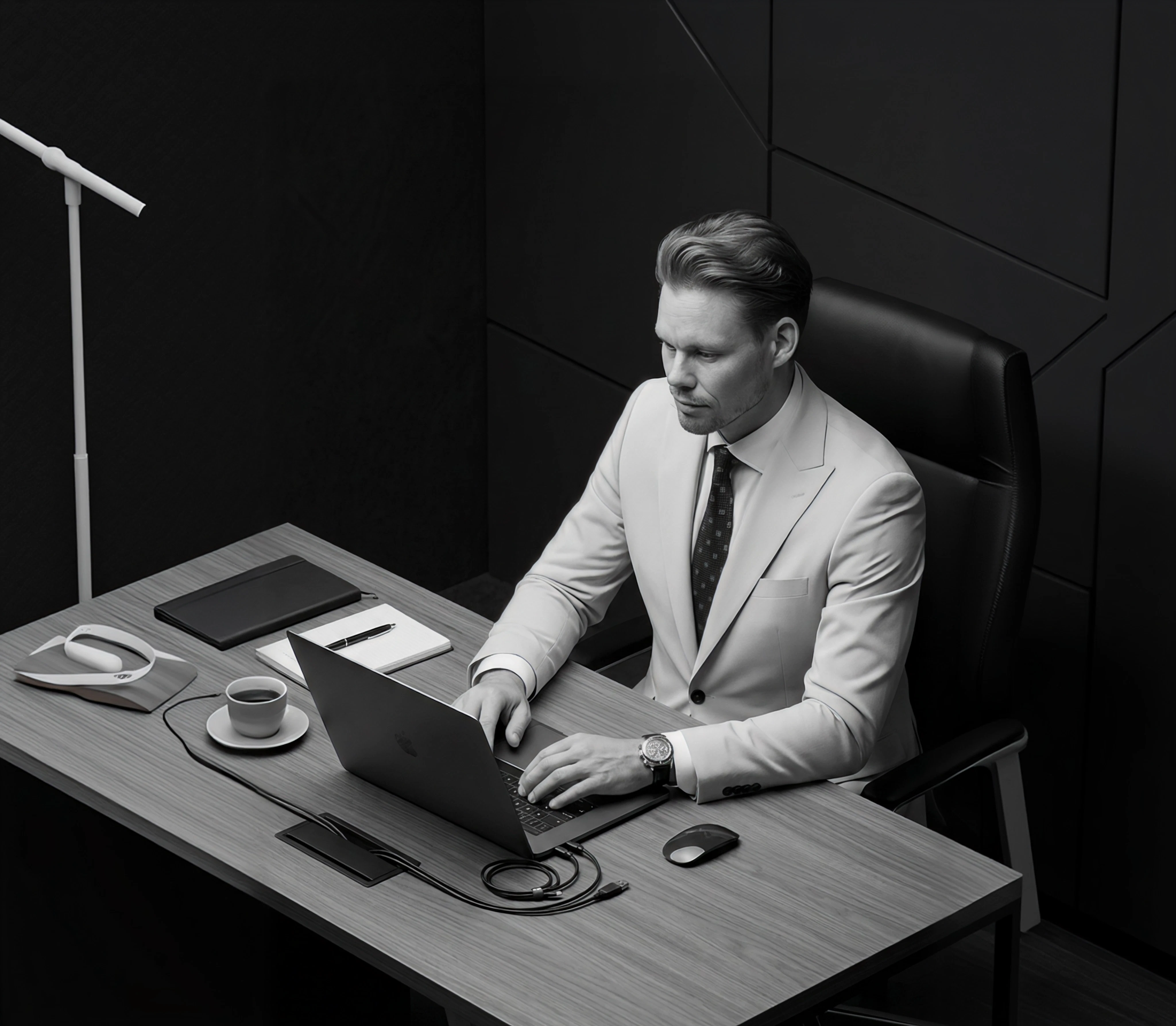 Arty Dzis working at a desk